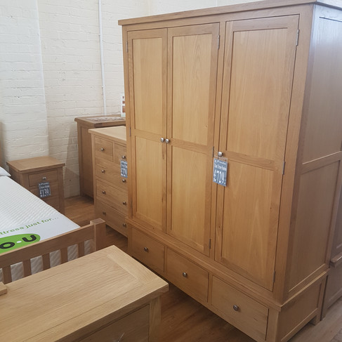 Solid Oak wardrobe 3 door wardrobes at pear mill furniture superstore